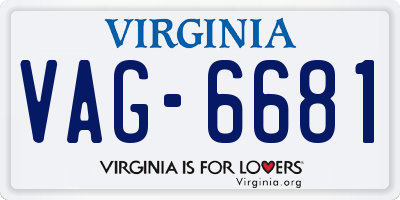 VA license plate VAG6681