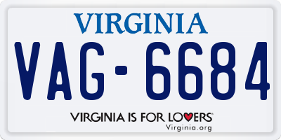 VA license plate VAG6684