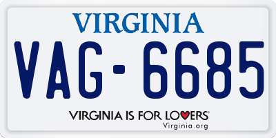 VA license plate VAG6685