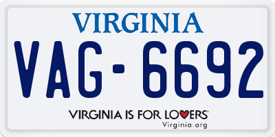 VA license plate VAG6692