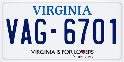 VA license plate VAG6701