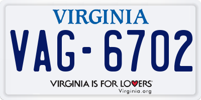 VA license plate VAG6702
