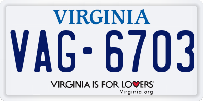 VA license plate VAG6703