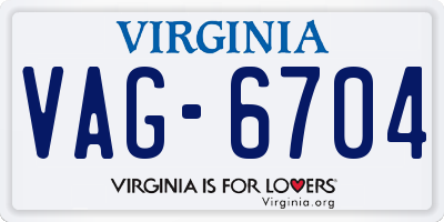VA license plate VAG6704