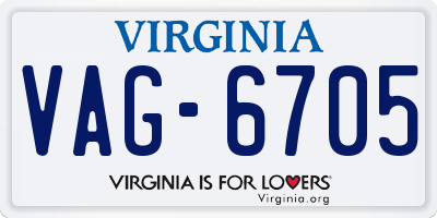 VA license plate VAG6705