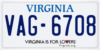 VA license plate VAG6708