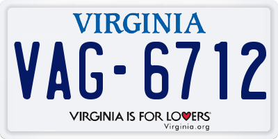 VA license plate VAG6712
