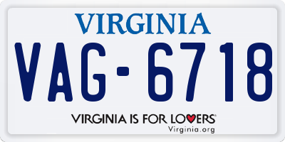 VA license plate VAG6718