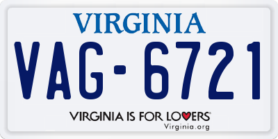VA license plate VAG6721