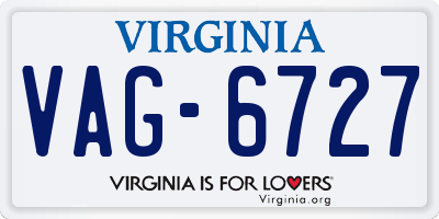 VA license plate VAG6727