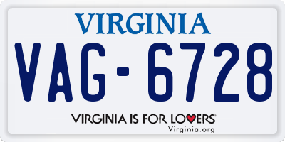 VA license plate VAG6728