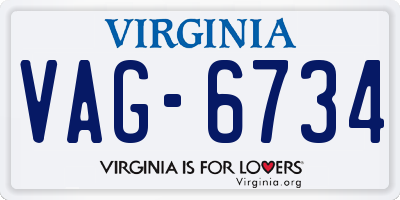 VA license plate VAG6734
