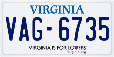 VA license plate VAG6735