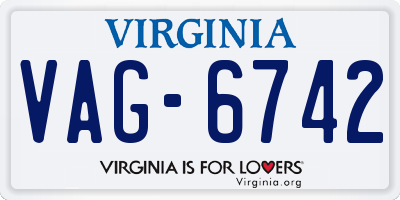 VA license plate VAG6742