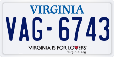 VA license plate VAG6743