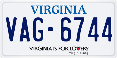 VA license plate VAG6744