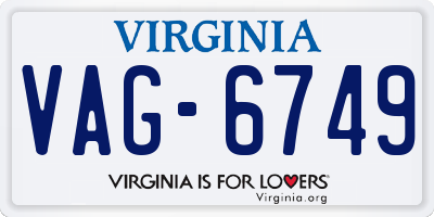 VA license plate VAG6749