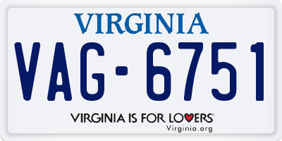 VA license plate VAG6751