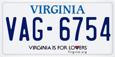 VA license plate VAG6754