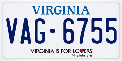 VA license plate VAG6755