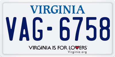 VA license plate VAG6758