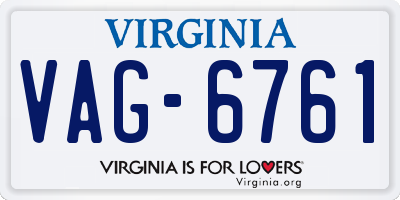 VA license plate VAG6761