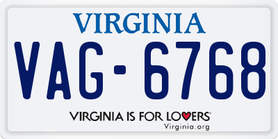 VA license plate VAG6768