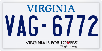 VA license plate VAG6772