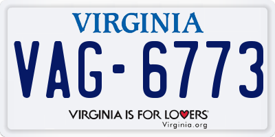 VA license plate VAG6773