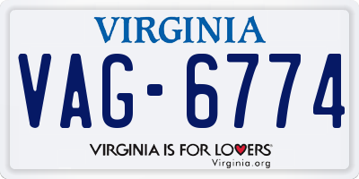 VA license plate VAG6774