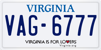 VA license plate VAG6777