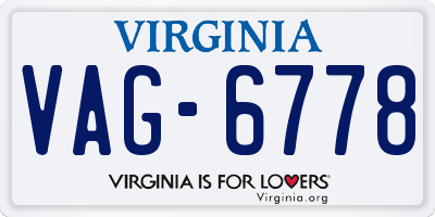 VA license plate VAG6778