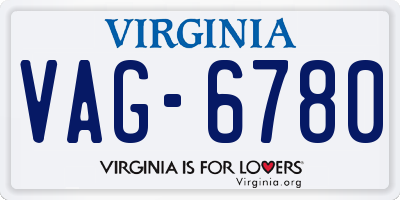 VA license plate VAG6780