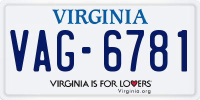 VA license plate VAG6781