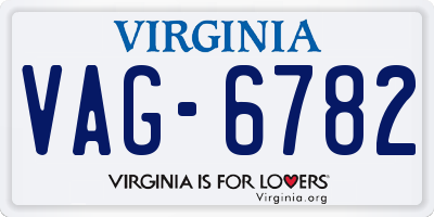 VA license plate VAG6782