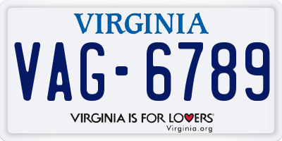 VA license plate VAG6789