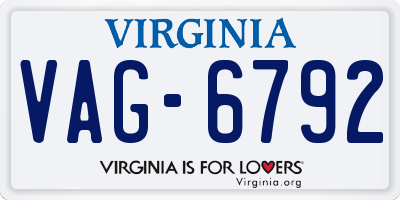VA license plate VAG6792