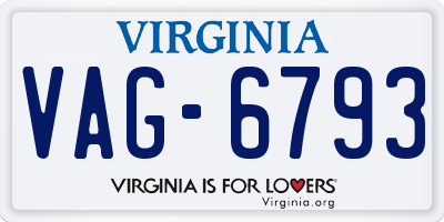 VA license plate VAG6793