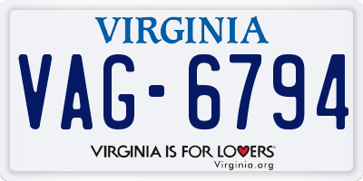 VA license plate VAG6794