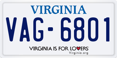 VA license plate VAG6801