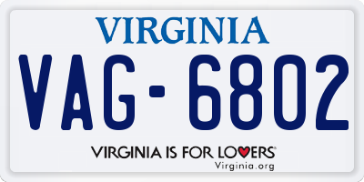 VA license plate VAG6802