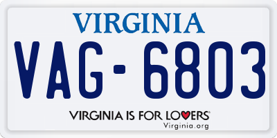 VA license plate VAG6803