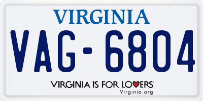 VA license plate VAG6804
