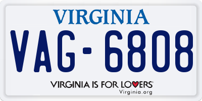VA license plate VAG6808