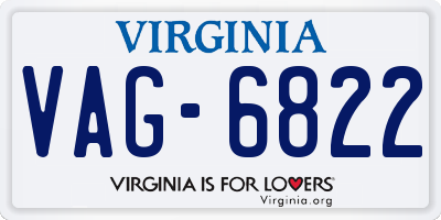 VA license plate VAG6822