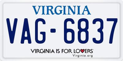 VA license plate VAG6837