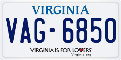 VA license plate VAG6850