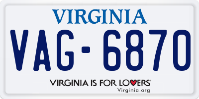 VA license plate VAG6870