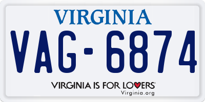 VA license plate VAG6874