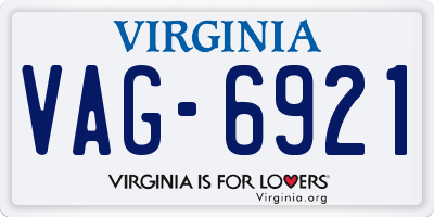 VA license plate VAG6921